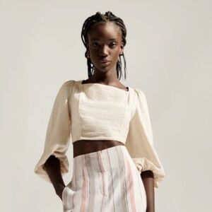 Zara Linen Blouse Shirt NWT